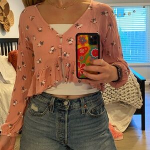 PacSun Pink button blouse